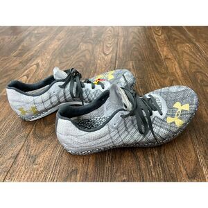 Unisex Under Armour HOVR Shakedown Track Shoes Gray w Gold Spikes & Logo M7.5 W9